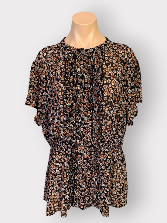 torrid Tops - Torrid Women’s 3X Floral Smocked Waist Ruffle Front Short Sleeve Blouse Top